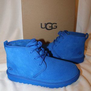 NIB UGG YOUTH 5 WOMEN'S 7 NEUMEL SUEDE SHEARLING LINED CHUKKA ANKLE BOOTS BLUE